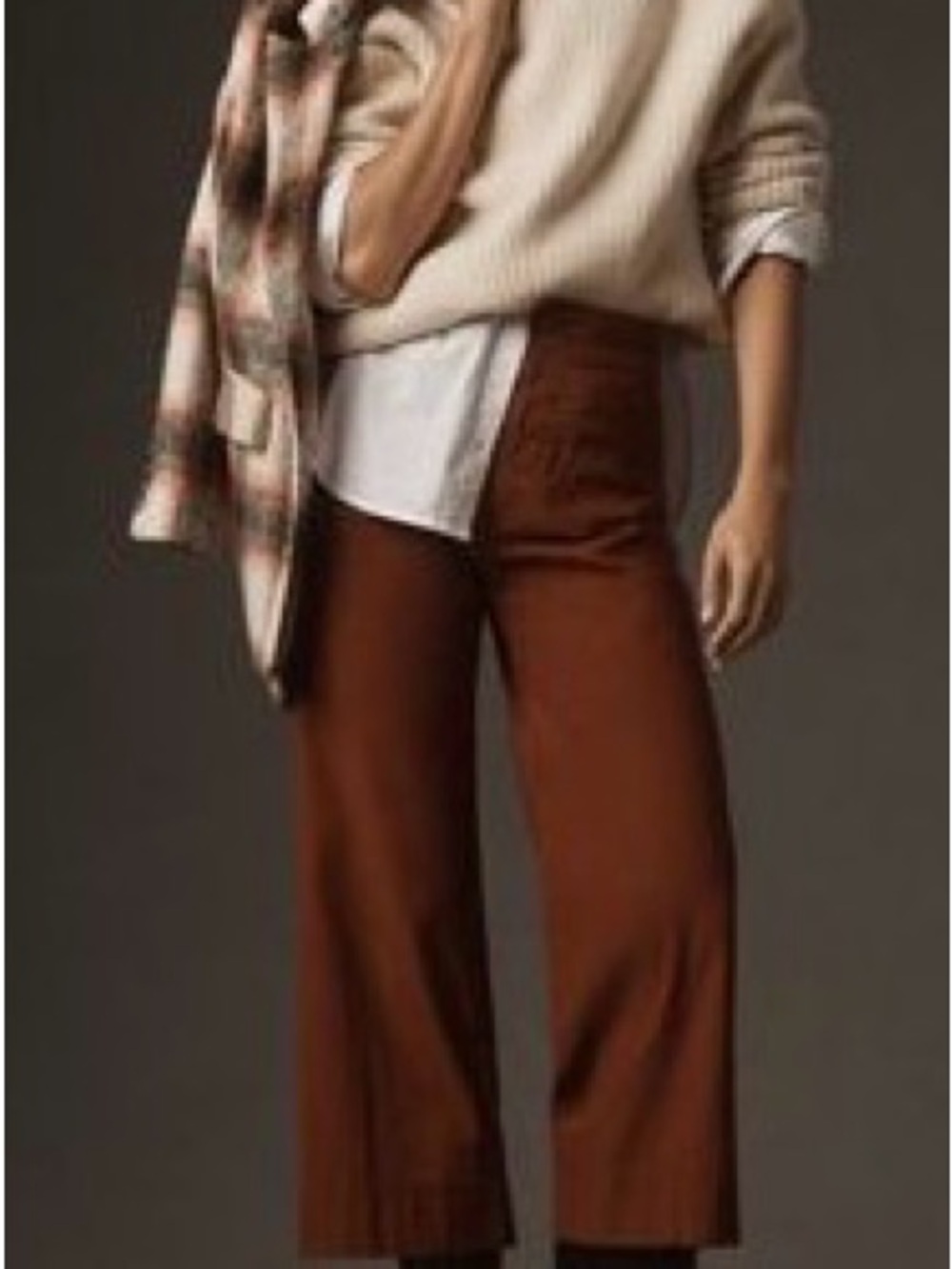 Anthropologie Maeve Crop Wide-Leg Pants in Rust
